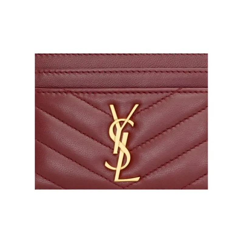 SAINT LAURENT CASSANDRE Calfskin Card Holder Women's Merlot Red-2