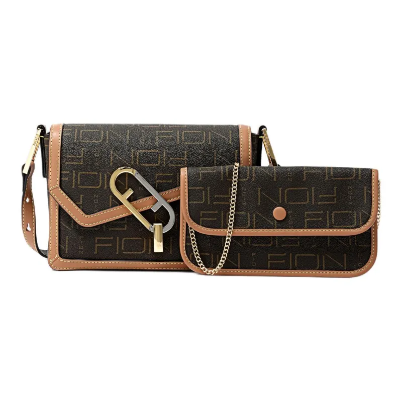 FION Canvas Coating/Metal Parts Shoulder Bag Women's Multicolor-0