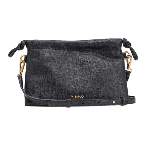 PINKO Soft Leather Shoulder Bag, Crossbody Bag Small Size Women's Black