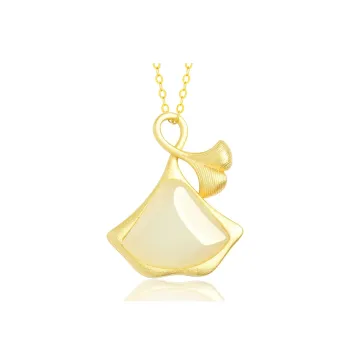 Yi Zhen Ge 925 Sterling Silver Hetian Jade Pendants Women's Pale Greenish-White Jade