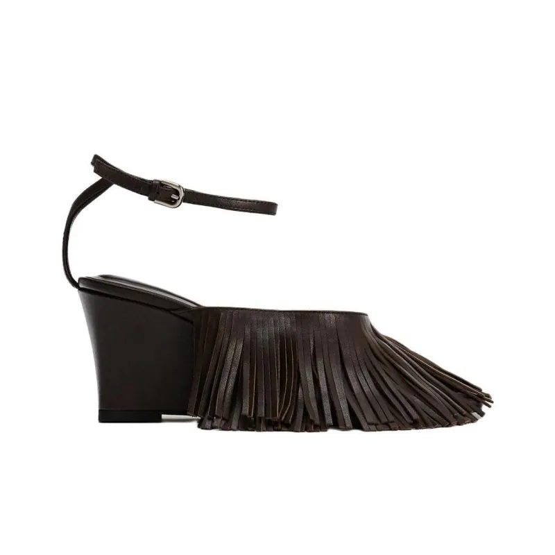 ZARA One Strap Sandals 7cm Women's Brown-1