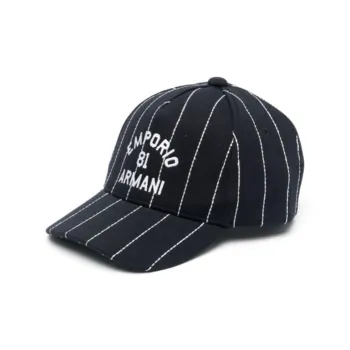 EMPORIO ARMANI Logo Detailed Striped Baseball Cap