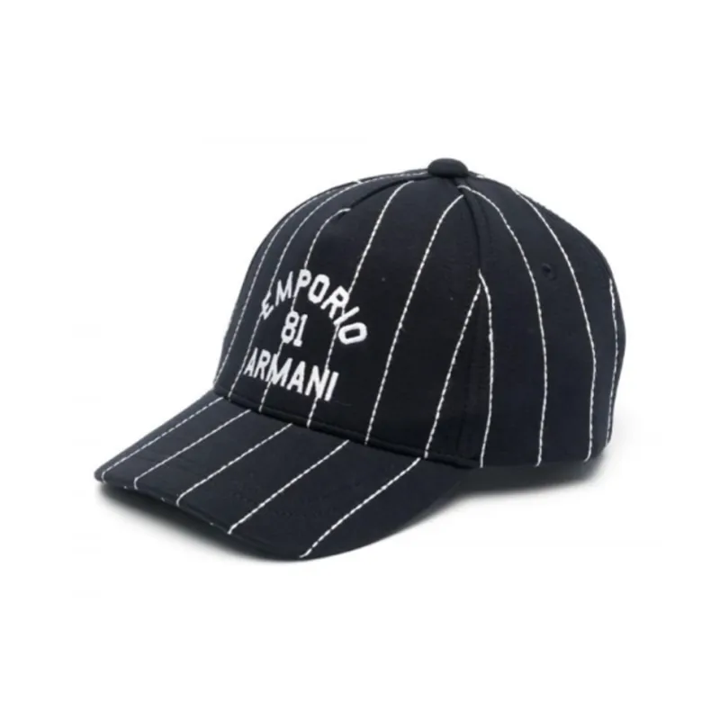 EMPORIO ARMANI Logo Detailed Striped Baseball Cap-0