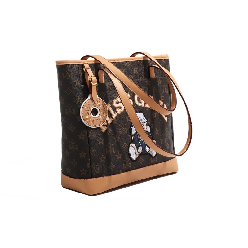 MISS GAIL Artificial Leather Handheld Shoulder Bag Regular Women's Monogram Apricot-1