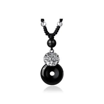 KINGFOCUS Obsidian Jade Necklaces Unisex