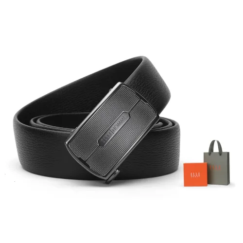 ELLE HOMME Leather Belts Men Black Gift Box Sets