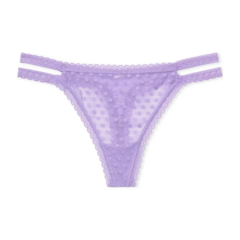 Victoria's Secret PINK Wink Strappy Thong Panty / Wysteria Purple Underpants Women's 1 Pack Wisteria-0