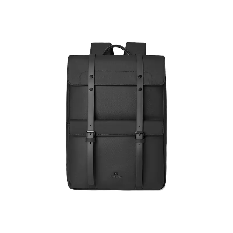 PIERRE CARDIN Fabric, Synthetic Leather Backpack Large Size Unisex Black/Green-0