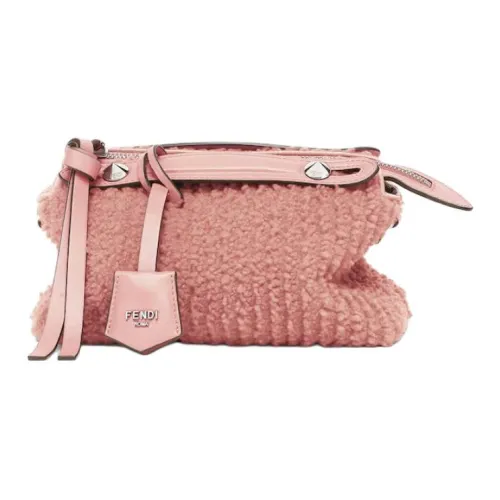 FENDI FF Pattern Jacquard Fabric Sheepskin Handbag Mini Women's Pink