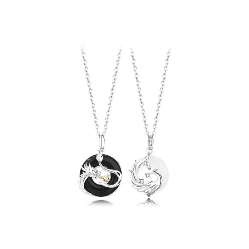 Artisan Lock Heart Jade Chalcedony Jade Necklaces Unisex-4