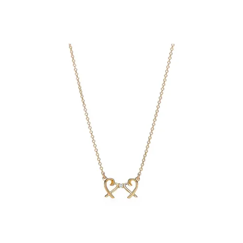 TIFFANY & CO. 2010s 18K Rose Gold Double Loving Heart Diamond Necklace
