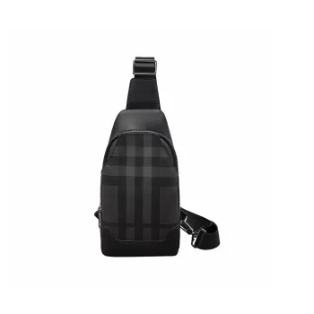 Old Man's Head Synthetic Leather + Fabric Sling Bag Regular Men's Black
