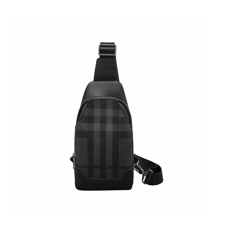 Old Man's Head Synthetic Leather + Fabric Sling Bag Regular Men's Black-0