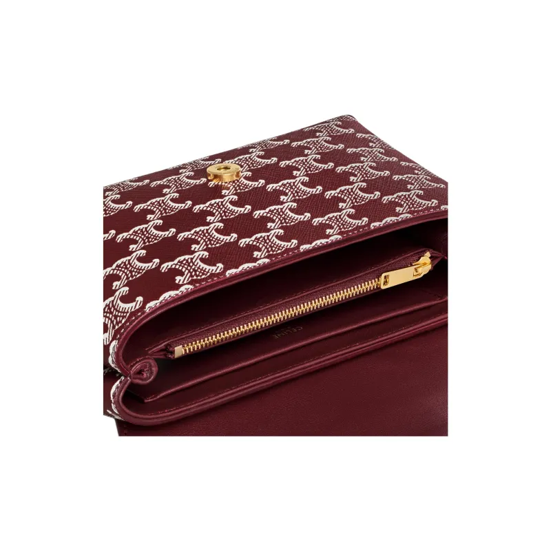CELINE Leather Shoulder Bag Crossbody Bag Women's Light Burgundy Red-4
