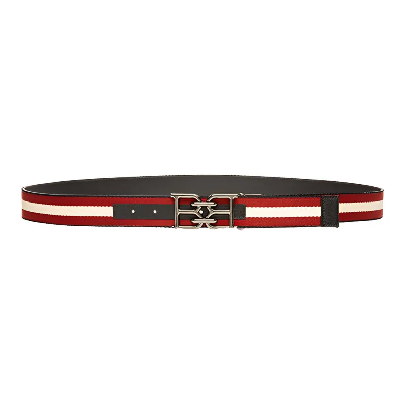 BALLY Double-Sided Adjustable B-Type Chain Smooth Buckle Fabric Belt Men's Width: 3.5cm-0