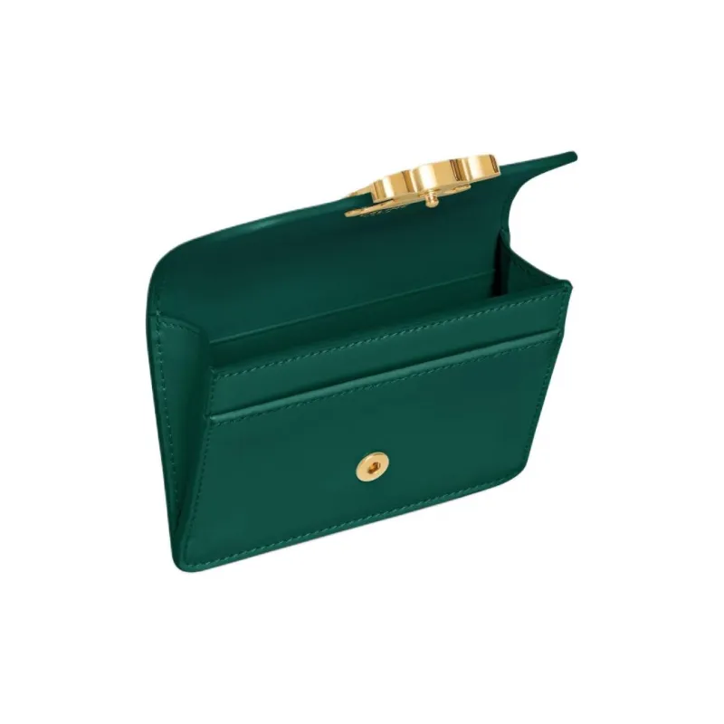 CELINE Triomphe Shiny Cow Leather Wallet, Card Holder Women's Racing Green-3