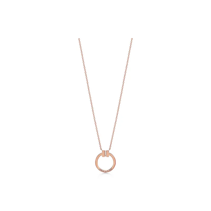 TIFFANY & CO. T 18K Rose Gold Necklaces Women's Rose Gold-1