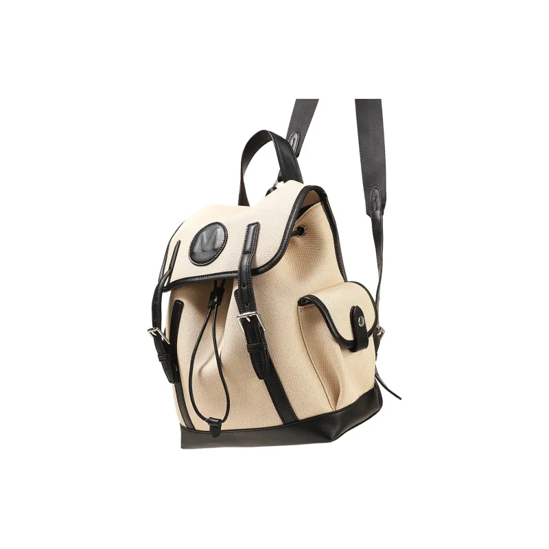 Miao Di Water Repellent PU Leather Drawstring Backpack Regular Women's Mist White-2