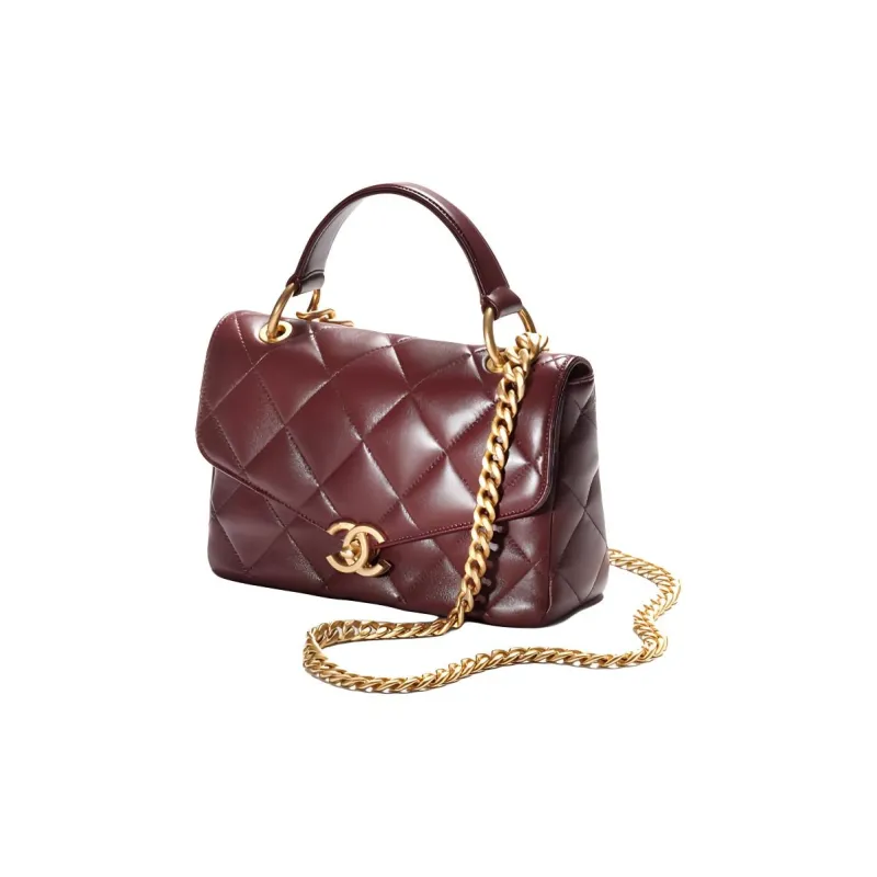 CHANEL Sheepskin Flap Bag, Shoulder Bag, Crossbody Bag, Handbag Women's Brown Red-1