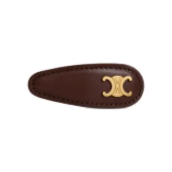 CELINE Cow Leather, Brass, Stainless Steel Hair Clips Women's Gold/Chestnut