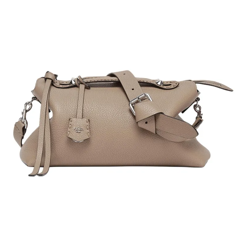 FENDI By The Way Series Calfskin One Shoulder Handbags Large Size Women's Gray-1