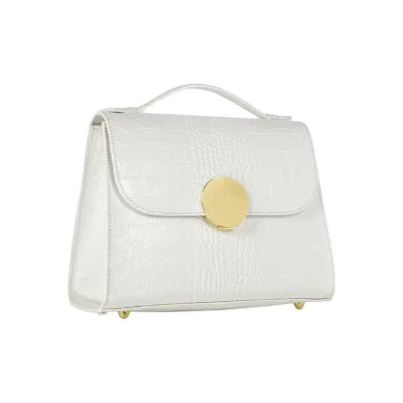 Le Parmentier Embossed Calfskin Shoulder Bag Crossbody Bag Handbag Regular Women's White-1