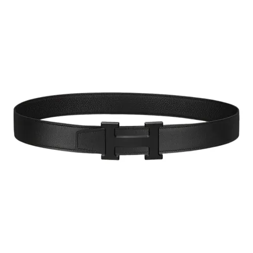 HERMES Leather Belts Men Black