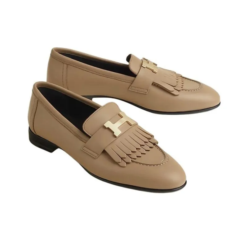 HERMES Royal Loafers Women's Beige-2