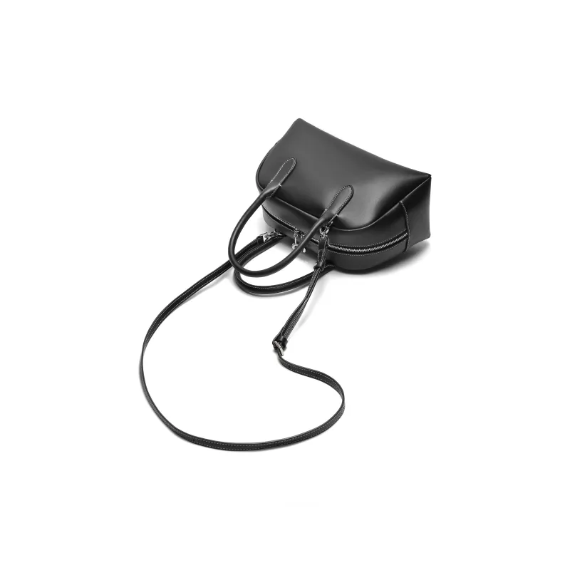 BELLE Cow Split Leather With Artificial Leather Handbag Regular Women's Coffee/Black-14