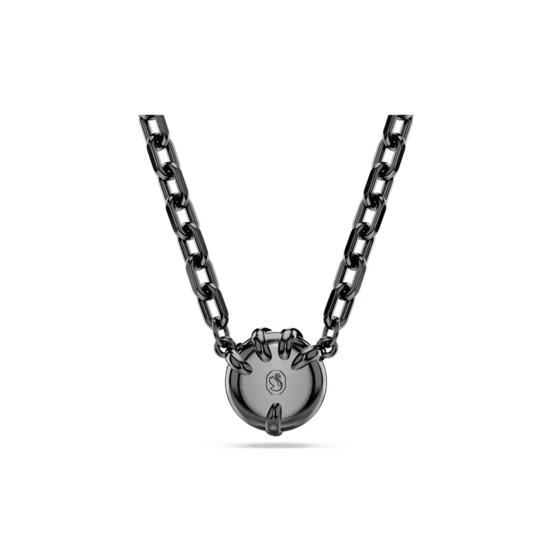 Swarovski Cubic Zirconia, Rhodium Plated, Faux Crystal Necklaces Unisex Black-1