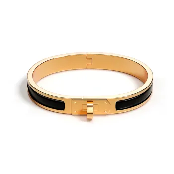 HERMES Enamel Bangles Unisex Gold
