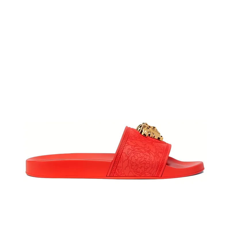 VERSACE PALAZZO Rubber Sole Abrasion Resistant Slide Slippers Women's Red-1