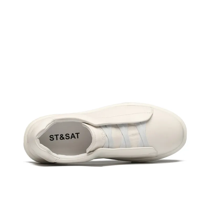 ST&SAT Small White Shoes Low Top Skateboard Shoes Men's White-2