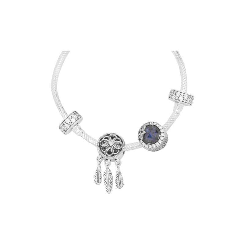 Pandora 925 Sterling Silver Bracelets Set Women's Silver-2