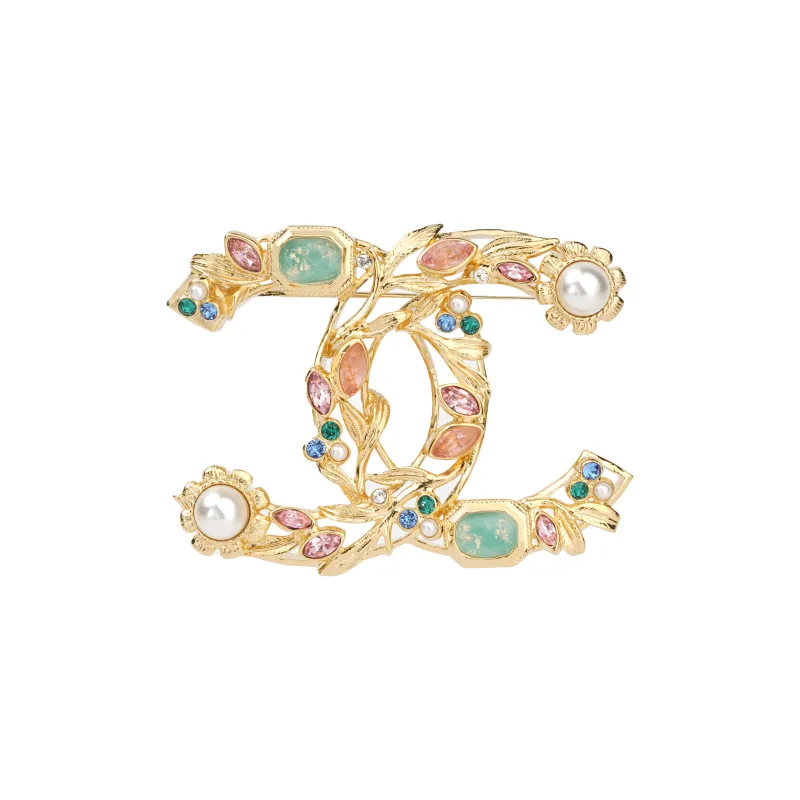 CHANEL Metal Brooch Women's Gold-2