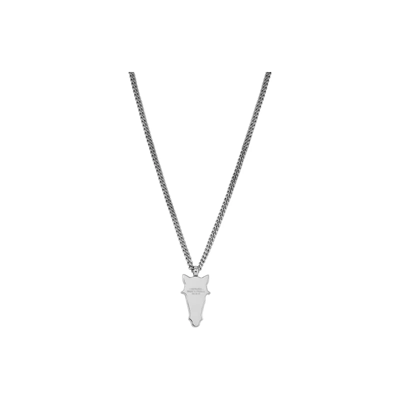 HERMES Necklaces Destrier Metal Necklaces Unisex Silver-1