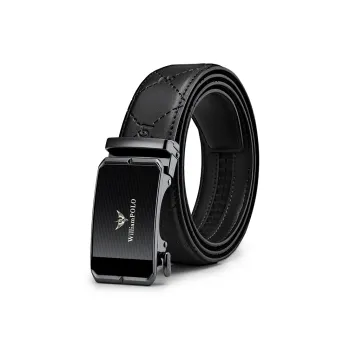 WilliamPOLO Cow Split Leather Leather Belts Men's Gunmetal Width: 3.5cm