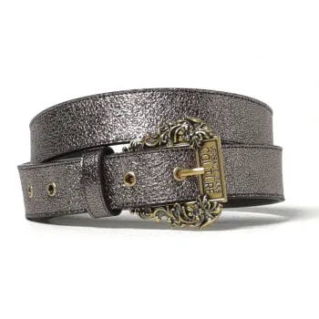 VERSACE Copper Metal Pin Buckle Leather Belts Women's Gray Width 2.5m