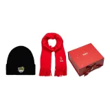 Black with Candy Canes Red Scarf