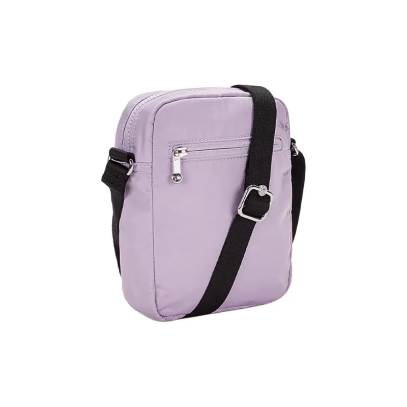Kipling Polyester Shoulder Bag, Crossbody Bag Small Size Unisex Joyful Pink Purple Striped Patchwork-2