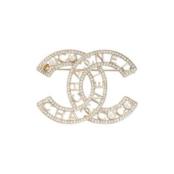 CHANEL Metal Brooches Unisex Gold