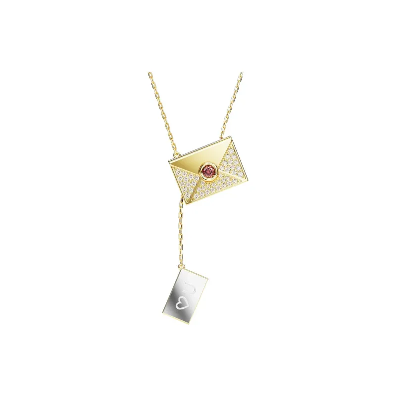 Swarovski Letra Swarovski Crystal Necklaces Unisex Gold-2