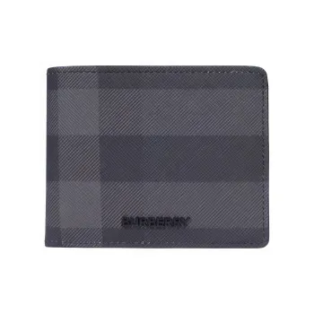 Burberry Logo Plaque Checked Bi-Fold Wallet