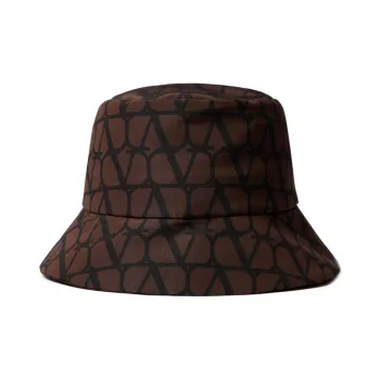 Valentino Bucket Hats Men Dark Coffee/Black