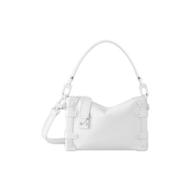 LOUIS VUITTON Cow Leather Soft Box Shoulder Bag, Crossbody Bag, Handbag Small Size Women's White-0