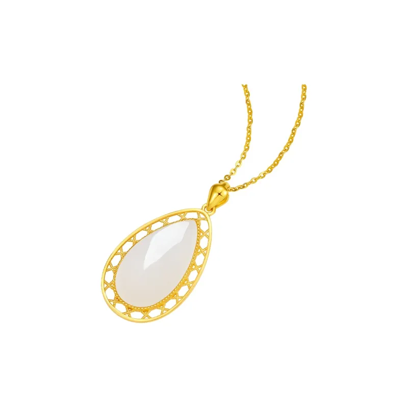 ZHOU LIU FU Hetian Jade Pendants Women's Waterdrop Pendant-2