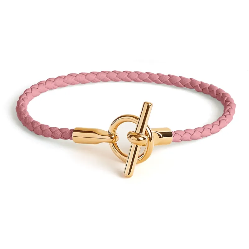 HERMES Glenan Gold Plated Bracelets Women's Pink-0