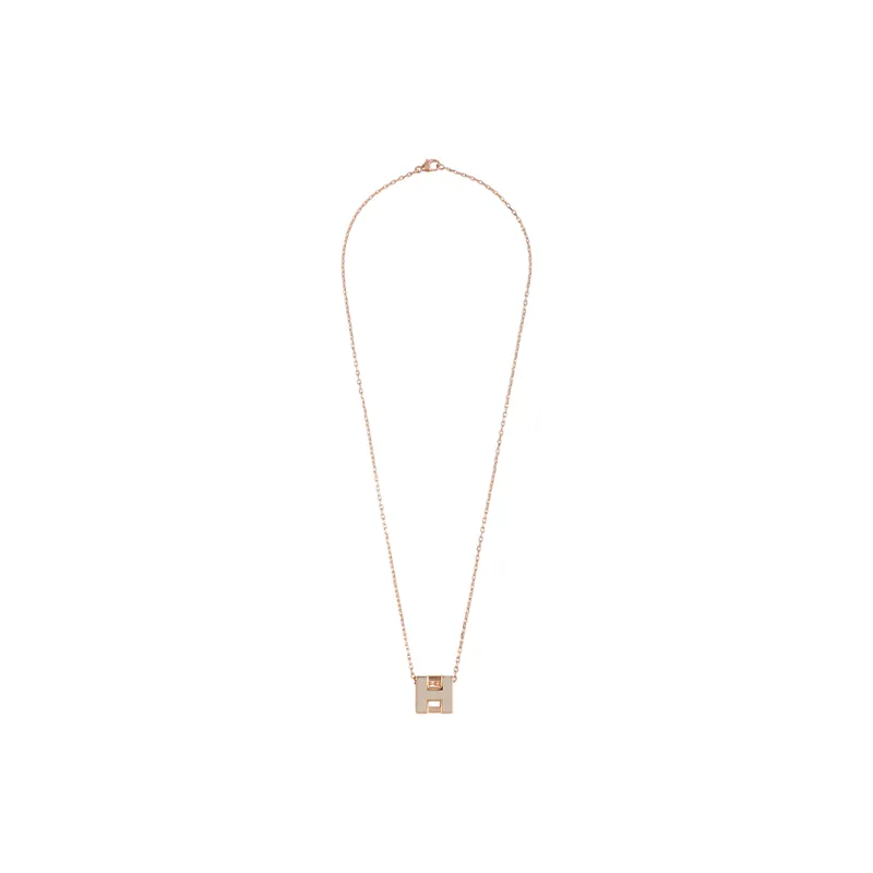 HERMES Cage D'H Alloy Necklaces Unisex Light Brown Rose Gold-3