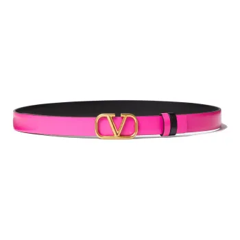 Valentino VLOGO SIGNATURE Shiny Double-Sided Smooth Buckle Leather Belts Women's Pink Width: 2cm