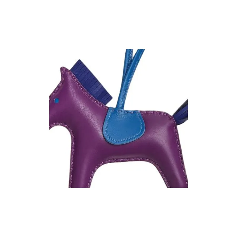 HERMES Milo Lambskin Pendant Bag Accessories Medium Size Unisex Violet With Sapphire Blue And French Blue Accents-1